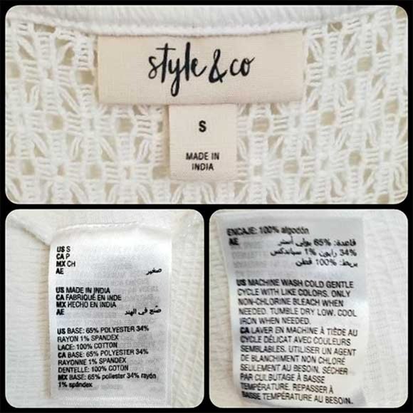 Style & Co. Crochet Lace Shoulder Split Neck top - Picture 4 of 4